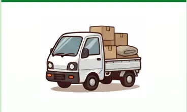 少量の荷物を載せた軽トラック平車